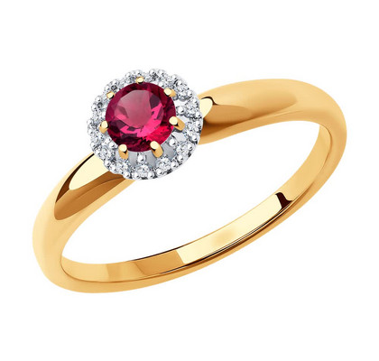 Inel din aur cu diamante și rubin