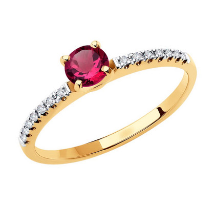 Inel din aur cu diamante și rubin