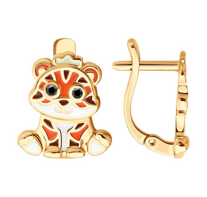 Cercei din argint aurit cu zirconiu cubic și email