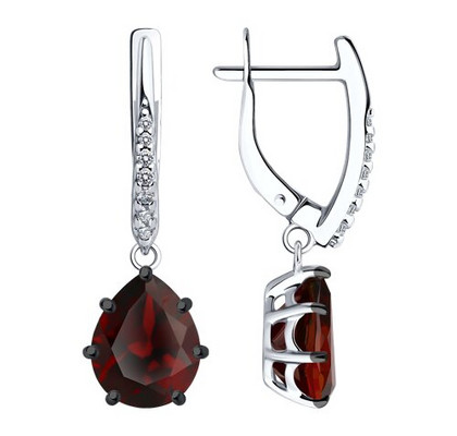 Cercei din argint cu granate și fianite