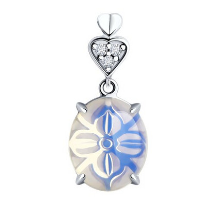 Pandantiv din argint cu opalit și fianite