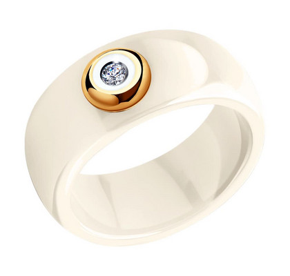 Inel din ceramică cu aur și diamant