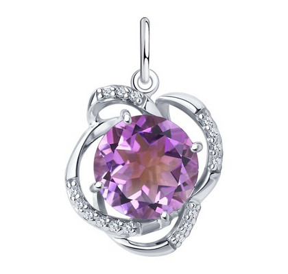 Pandantiv din argint cu ametist și fianite