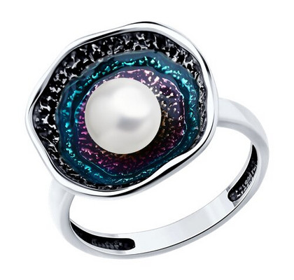 Inel din argint cu perle și email